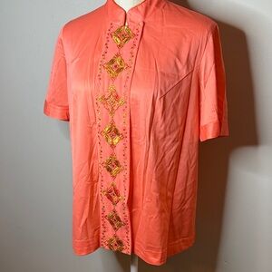 Elegant Coral Embellished Women's Top